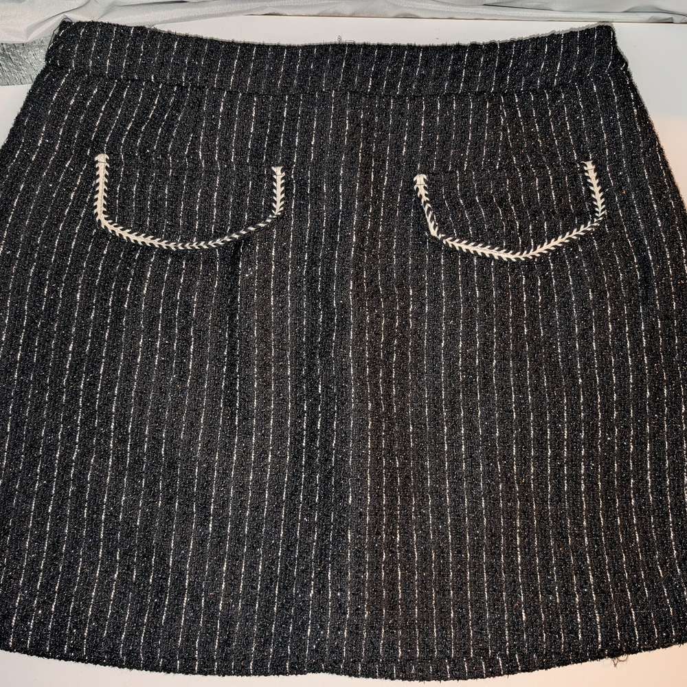 Cider Black and White Textured Mini Skirt